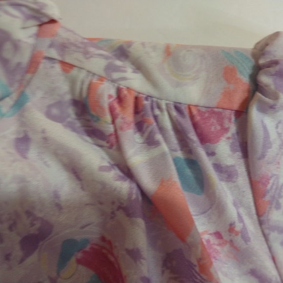 Vintage Pastel Patterned Midi Dress Made In U.S.A. Polyester - Picture 4 of 12